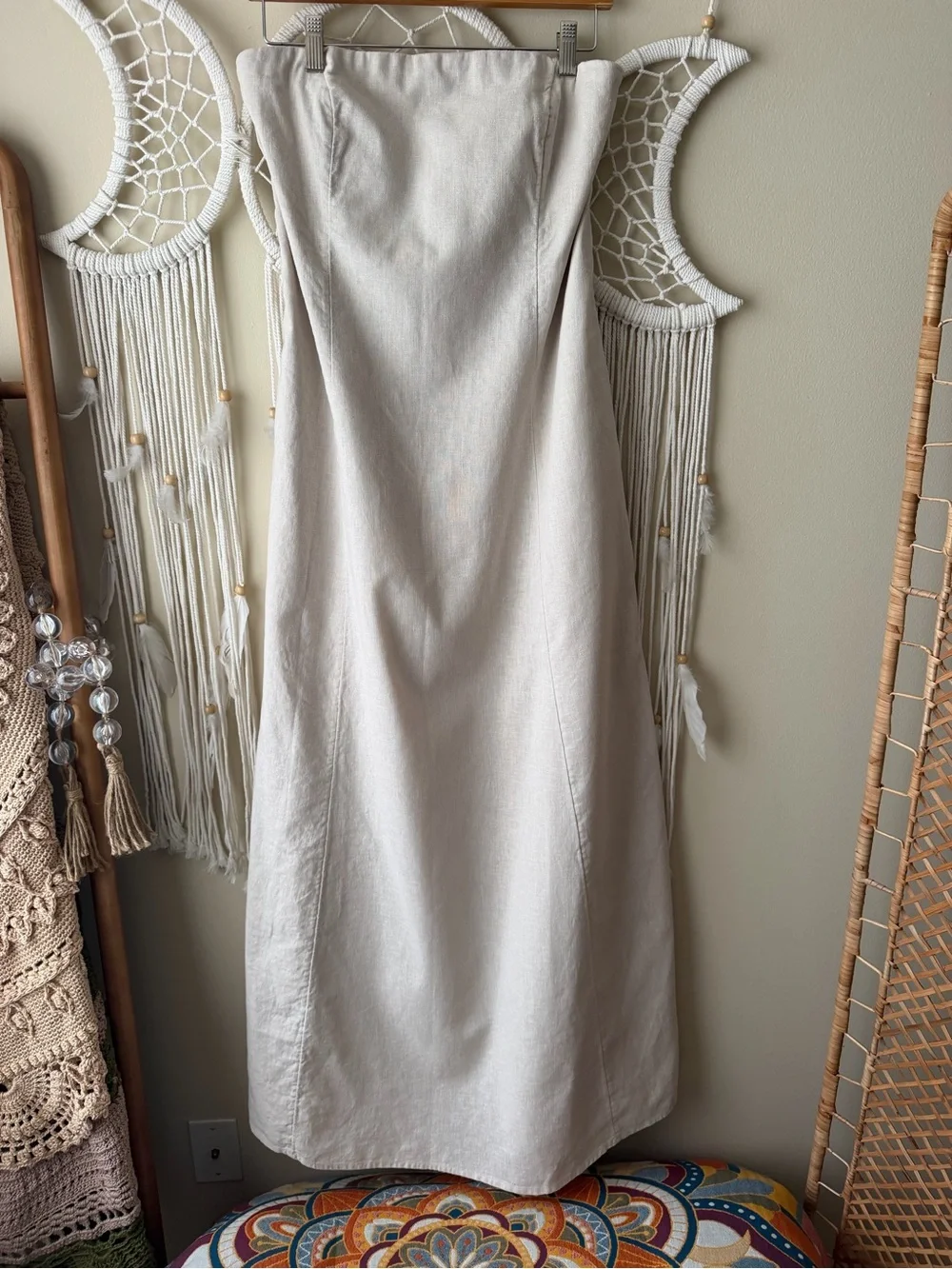 Abercrombie & Fitch Beige Strapless Maxi Dress Tall